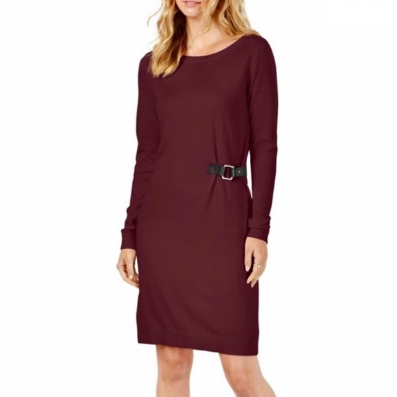 NEW MICHAEL MICHAEL KORS BUCKLE SWEATER DRESS - Picture 1 of 7